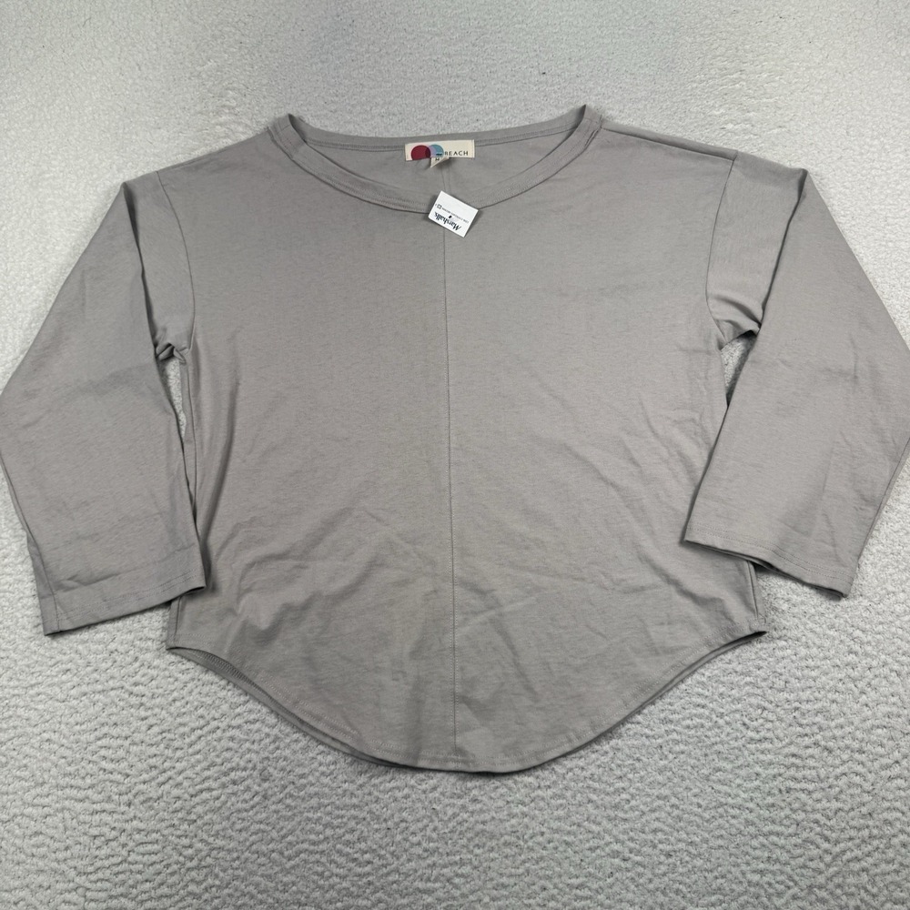 FP Beach Shirt Top Womens Medium Oversized Curved Hem Stone Grey Free People NWT